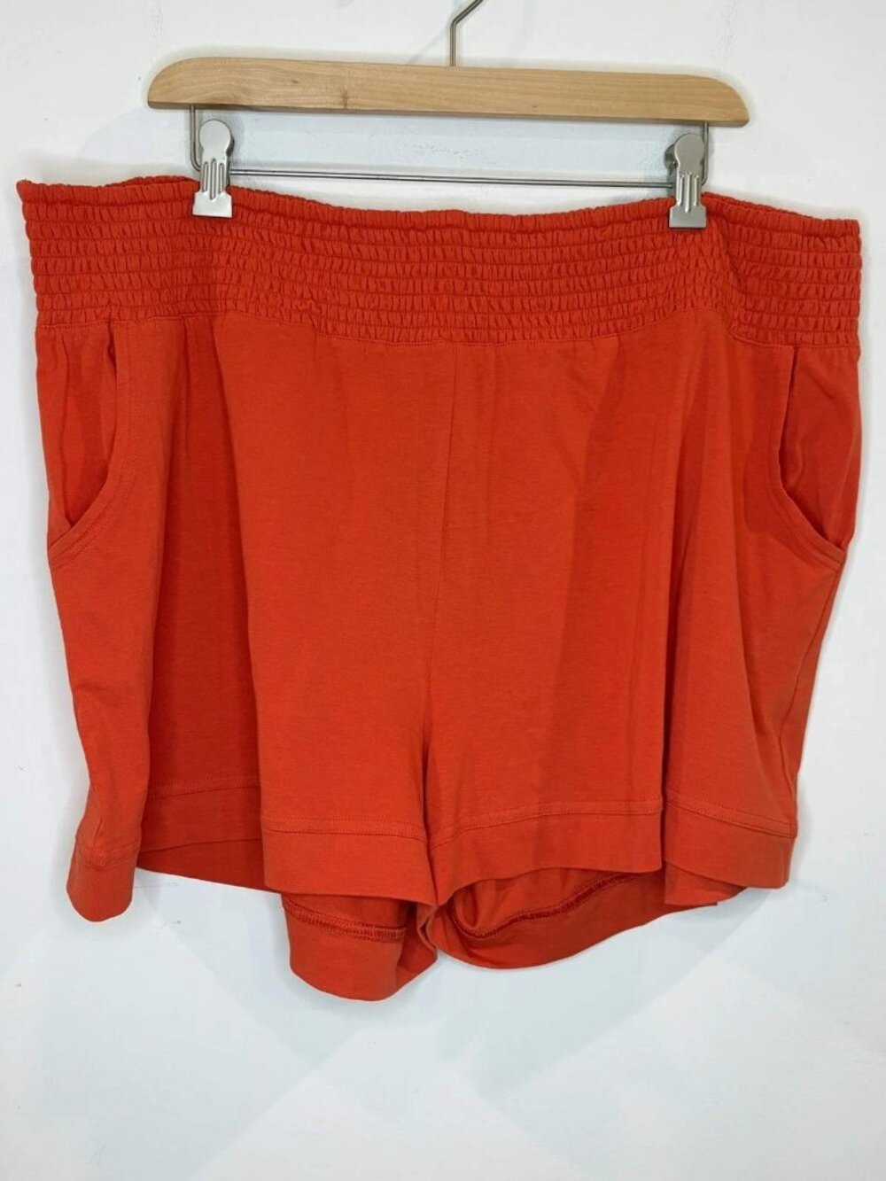 NWT Pact Orange Frankie High Waist Beach Shorts XXL Smocked Waist Soft Stretch